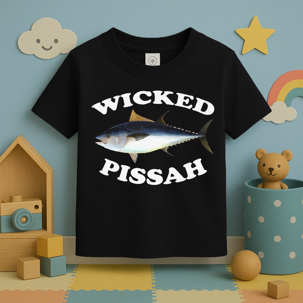 Wicked Pissah Bluefin Tuna Illustration Fishing Angler Gear Toddler T-Shirt