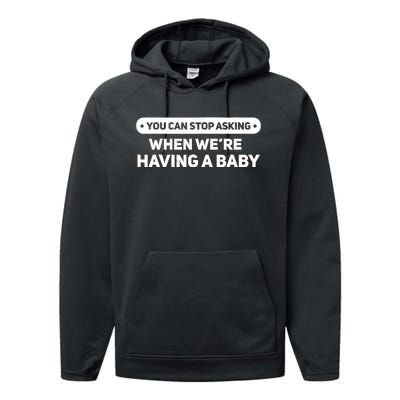 WeRe Pregnant But Mostly Her Matching Baby Announcement Performance Fleece Hoodie