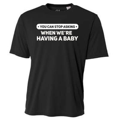 WeRe Pregnant But Mostly Her Matching Baby Announcement Cooling Performance Crew T-Shirt