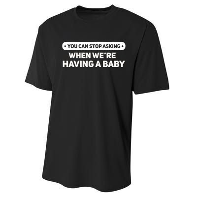 WeRe Pregnant But Mostly Her Matching Baby Announcement Performance Sprint T-Shirt