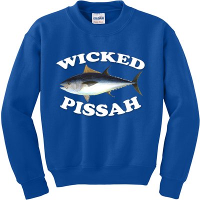 Wicked Pissah Bluefin Tuna Illustration Fishing Angler Gear Gift Kids Sweatshirt