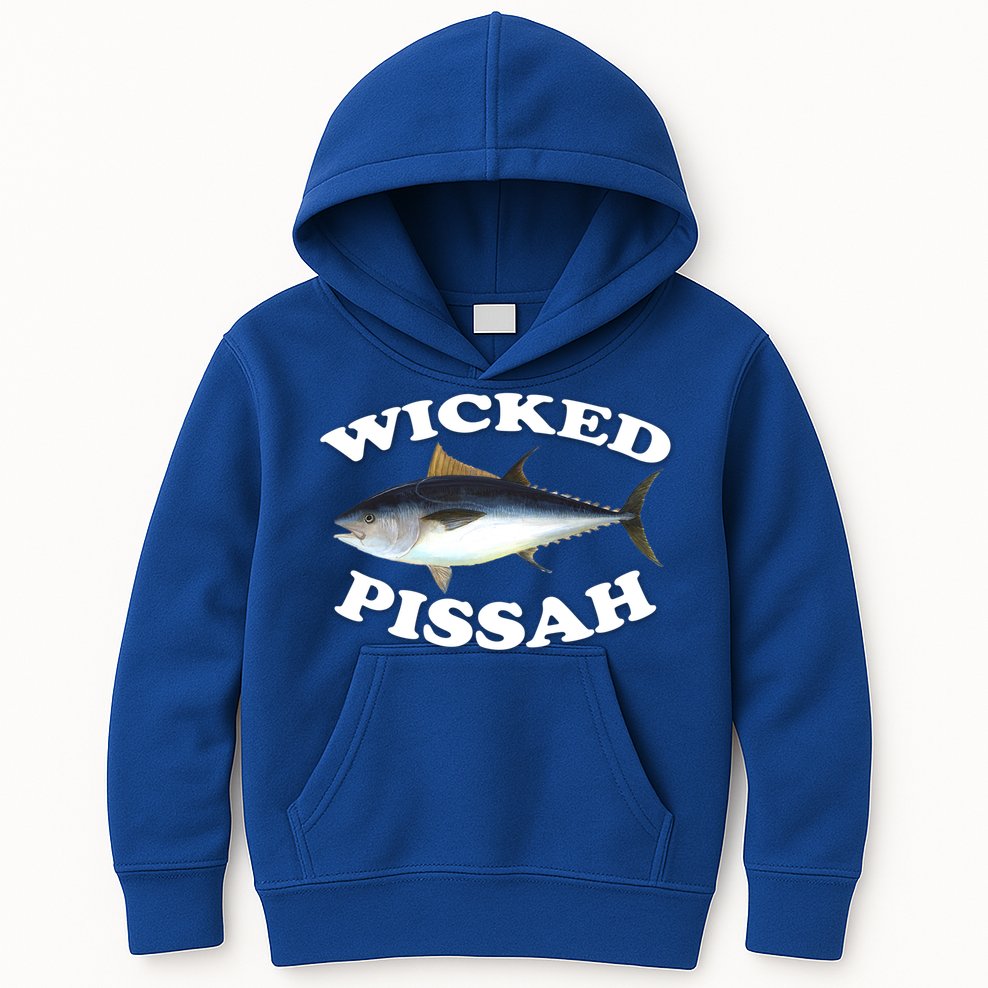 Wicked Pissah Bluefin Tuna Illustration Fishing Angler Gear Gift Kids Hoodie
