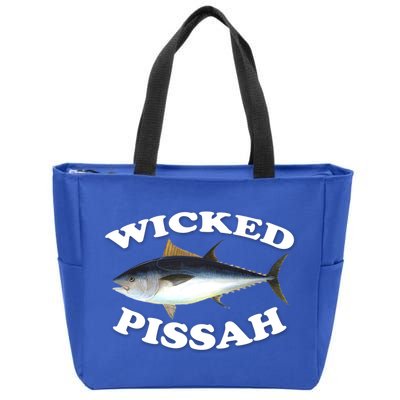 Wicked Pissah Bluefin Tuna Illustration Fishing Angler Gear Gift Zip Tote Bag