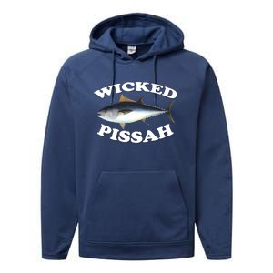 Wicked Pissah Bluefin Tuna Illustration Fishing Angler Gear Gift Performance Fleece Hoodie