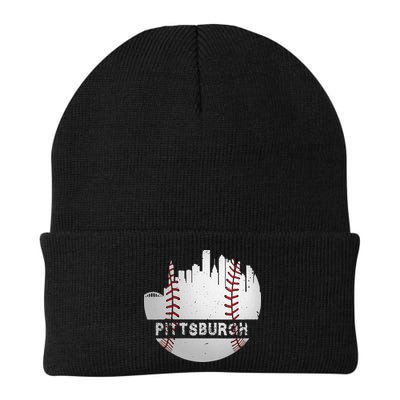 Womens Pittsburgh Baseball Cityscape Distressed Novelty Pirate Gift Beanie