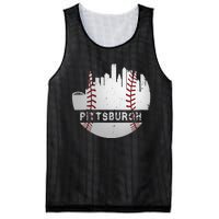 Womens Pittsburgh Baseball Cityscape Distressed Novelty Pirate Gift Mesh Reversible Basketball Jersey Tank