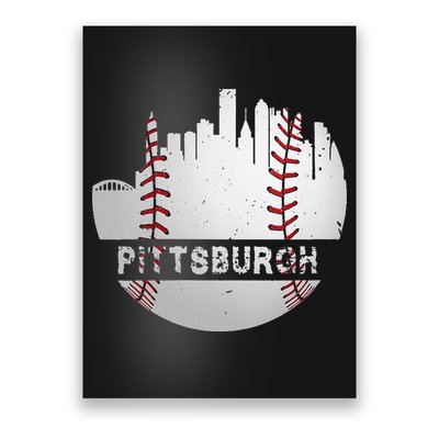Womens Pittsburgh Baseball Cityscape Distressed Novelty Pirate Gift Poster