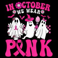 Wear Pink Breast Cancer Warrior Ghost Halloween Groovy 16 in Basic Backpack