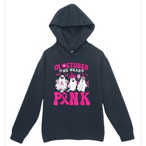 Wear Pink Breast Cancer Warrior Ghost Halloween Groovy Urban Pullover Hoodie