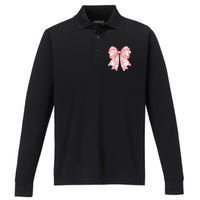 Women Pinkghost Bow Coquette Halloween Spooky Season Performance Long Sleeve Polo