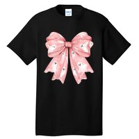 Women Pinkghost Bow Coquette Halloween Spooky Season Tall T-Shirt