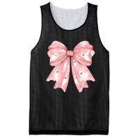 Women Pinkghost Bow Coquette Halloween Spooky Season Mesh Reversible Basketball Jersey Tank