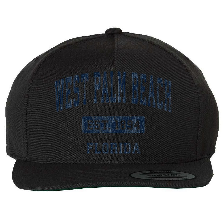 West Palm Beach Florida Fl Vintage Established D Wool Snapback Cap