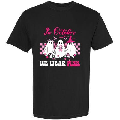 Wear Pink Breast Cancer Warrior Ghost Halloween Groovy Garment-Dyed Heavyweight T-Shirt