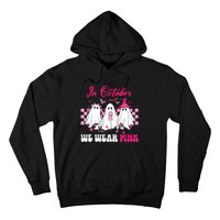 Wear Pink Breast Cancer Warrior Ghost Halloween Groovy Hoodie