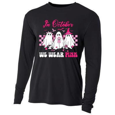 Wear Pink Breast Cancer Warrior Ghost Halloween Groovy Cooling Performance Long Sleeve Crew