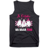 Wear Pink Breast Cancer Warrior Ghost Halloween Groovy Tank Top