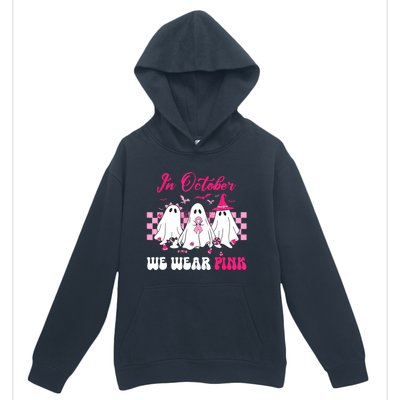 Wear Pink Breast Cancer Warrior Ghost Halloween Groovy Urban Pullover Hoodie