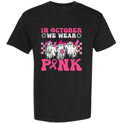 Wear Pink Breast Cancer Warrior Ghost Halloween Groovy Garment-Dyed Heavyweight T-Shirt