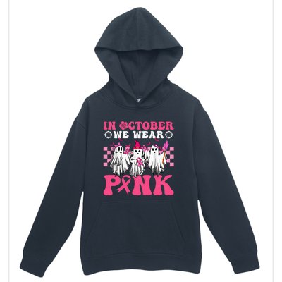 Wear Pink Breast Cancer Warrior Ghost Halloween Groovy Urban Pullover Hoodie