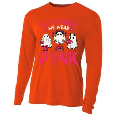 Wear Pink Breast Cancer Warrior Ghost Halloween Groovy Cooling Performance Long Sleeve Crew