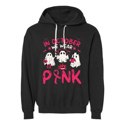 Wear Pink Breast Cancer Warrior Ghost Halloween Groovy Garment-Dyed Fleece Hoodie