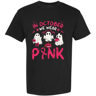 Wear Pink Breast Cancer Warrior Ghost Halloween Groovy Garment-Dyed Heavyweight T-Shirt