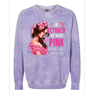 Wear Pink Breast Cancer Awareness Warrior  Pink Ribbon Colorblast Crewneck Sweatshirt