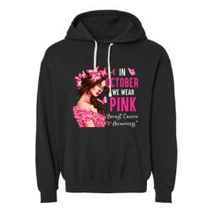 Wear Pink Breast Cancer Awareness Warrior  Pink Ribbon Garment-Dyed Fleece Hoodie