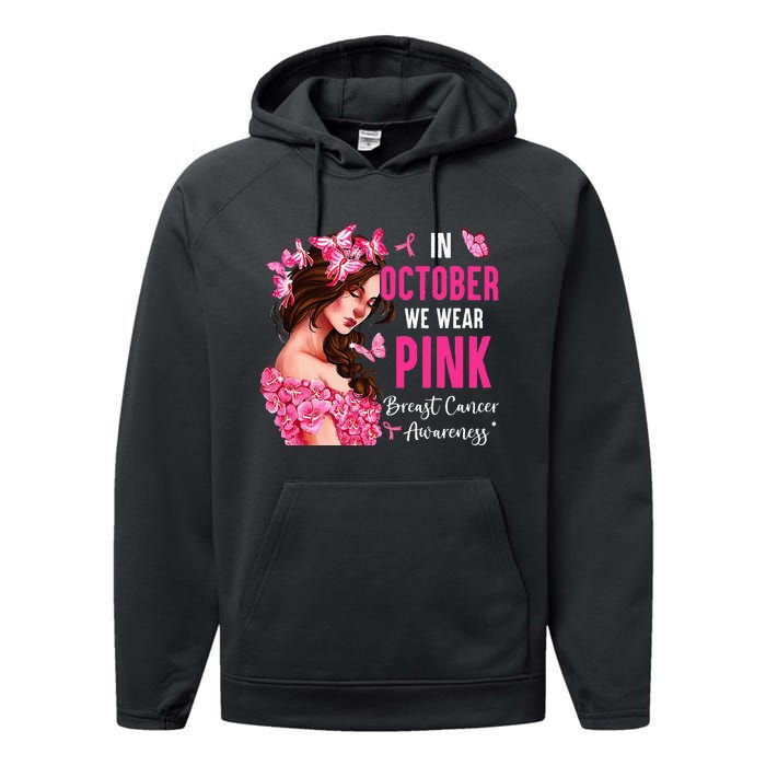 Wear Pink Breast Cancer Awareness Warrior  Pink Ribbon Performance Fleece Hoodie