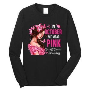 Wear Pink Breast Cancer Awareness Warrior  Pink Ribbon Long Sleeve Shirt