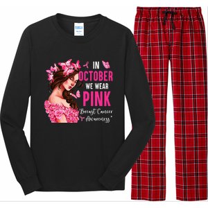 Wear Pink Breast Cancer Awareness Warrior  Pink Ribbon Long Sleeve Pajama Set