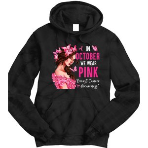 Wear Pink Breast Cancer Awareness Warrior  Pink Ribbon Tie Dye Hoodie