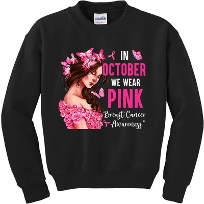 Wear Pink Breast Cancer Awareness Warrior  Pink Ribbon Kids Sweatshirt