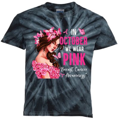 Wear Pink Breast Cancer Awareness Warrior  Pink Ribbon Kids Tie-Dye T-Shirt