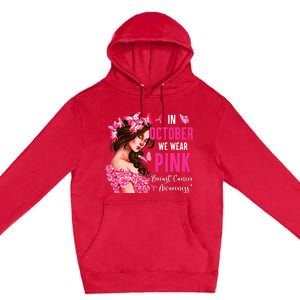 Wear Pink Breast Cancer Awareness Warrior  Pink Ribbon Premium Pullover Hoodie