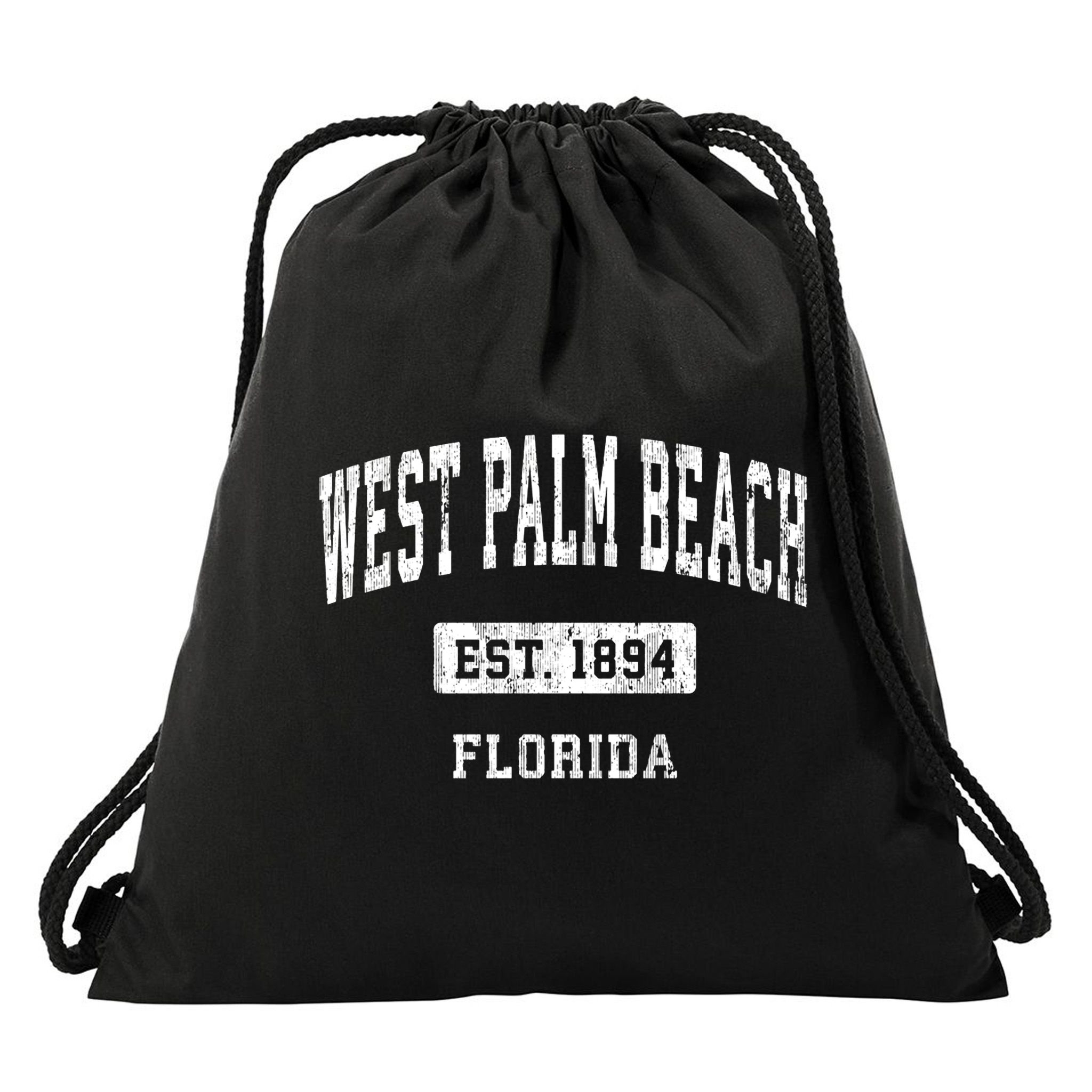 West Palm Beach Florida Fl Vintage Sports Established Drawstring Bag