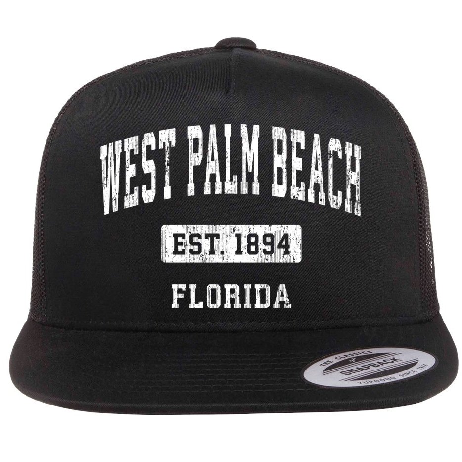 West Palm Beach Florida Fl Vintage Sports Established Flat Bill Trucker Hat