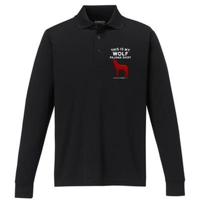 Wolf Pajama Cute Christmas Gift For Wolf Lovers Performance Long Sleeve Polo