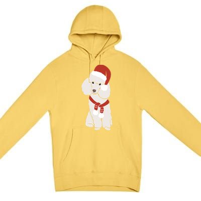 White Poodle Christmas Poodle Holiday Meaningful Gift Premium Pullover Hoodie