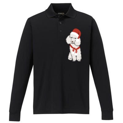 White Poodle Christmas Poodle Holiday Meaningful Gift Performance Long Sleeve Polo