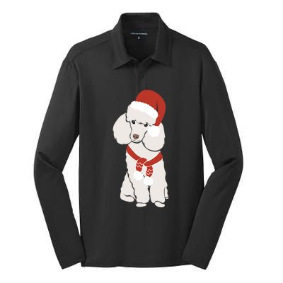 White Poodle Christmas Poodle Holiday Meaningful Gift Silk Touch Performance Long Sleeve Polo