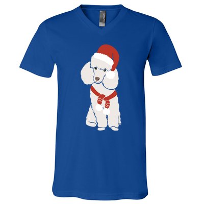 White Poodle Christmas Poodle Holiday Meaningful Gift V-Neck T-Shirt