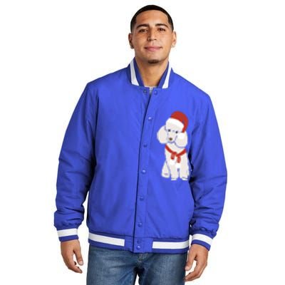 White Poodle Christmas Poodle Holiday Meaningful Gift Insulated Varsity Jacket