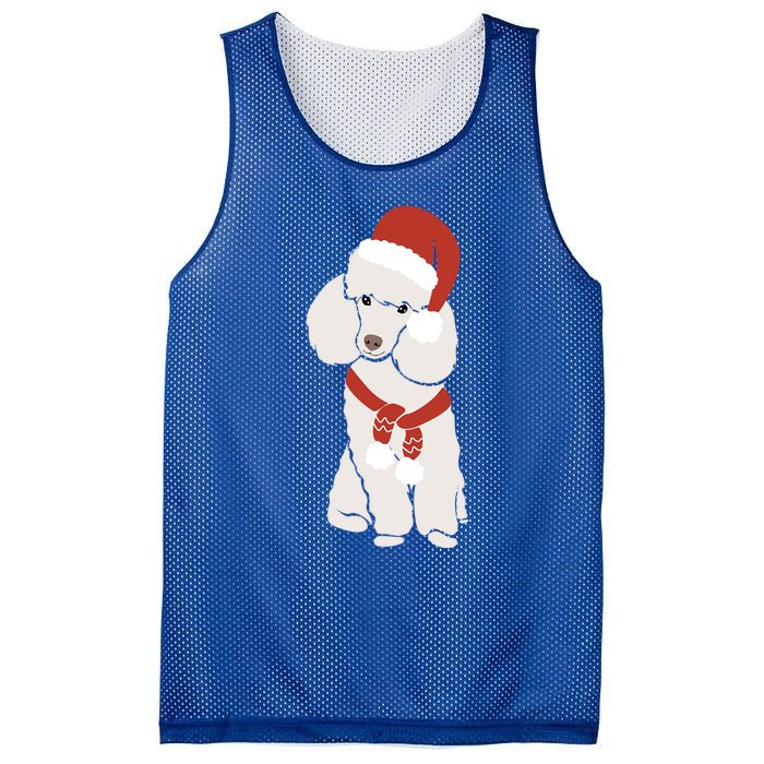 White Poodle Christmas Poodle Holiday Meaningful Gift Mesh Reversible Basketball Jersey Tank