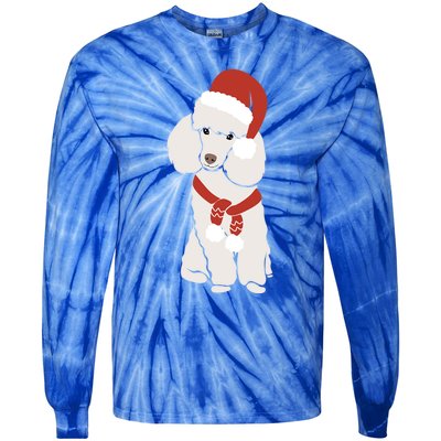 White Poodle Christmas Poodle Holiday Meaningful Gift Tie-Dye Long Sleeve Shirt