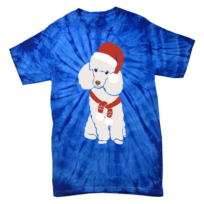 White Poodle Christmas Poodle Holiday Meaningful Gift Tie-Dye T-Shirt