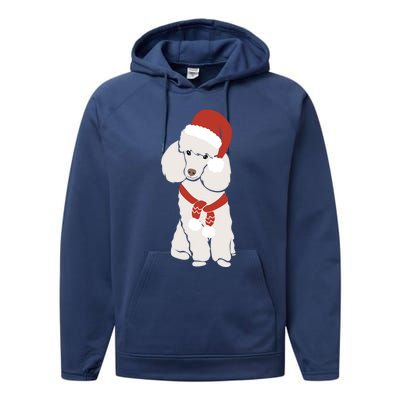 White Poodle Christmas Poodle Holiday Meaningful Gift Performance Fleece Hoodie