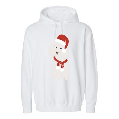 White Poodle Christmas Poodle Holiday Meaningful Gift Garment-Dyed Fleece Hoodie