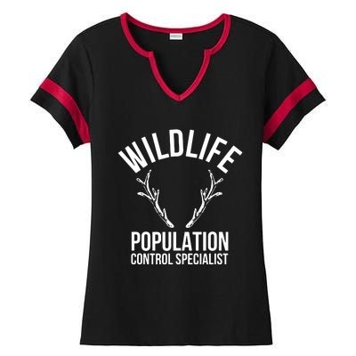 Wildlife Population Control Specialist Deer Hunting Ladies Halftime Notch Neck Tee